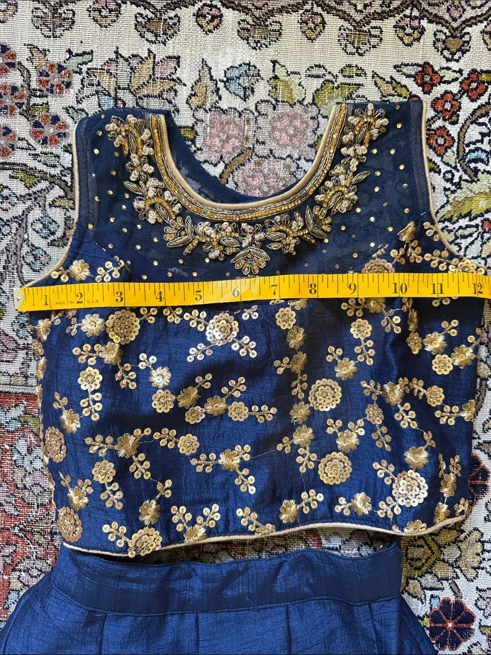 Navy blue embroidered girls 6-8y Indian set 💙💛